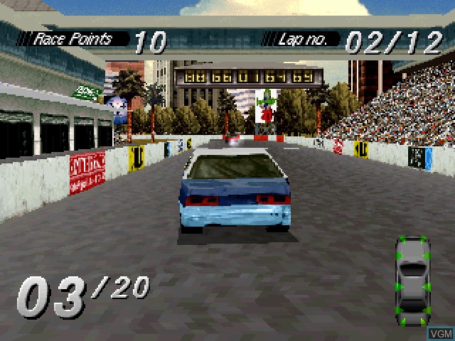 In-game screen of the game Destruction Derby on Sony Playstation