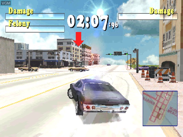 In-game screen of the game Driver on Sony Playstation