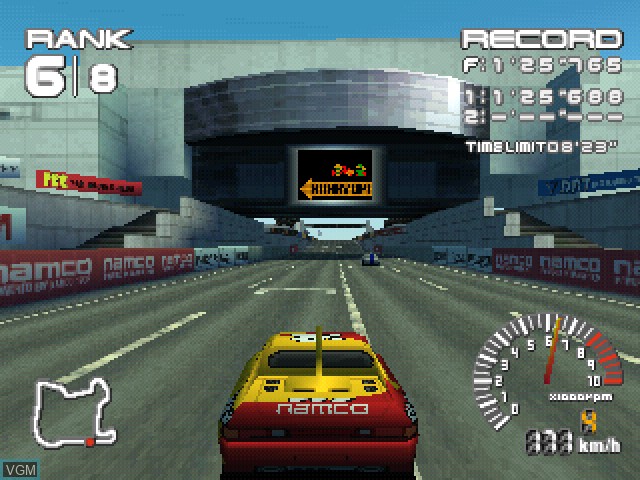 In-game screen of the game Ridge Racer Type 4 on Sony Playstation