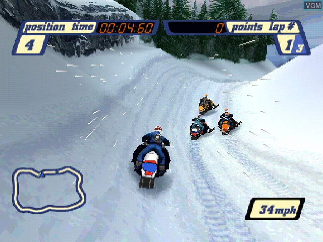 In-game screen of the game Sled Storm on Sony Playstation