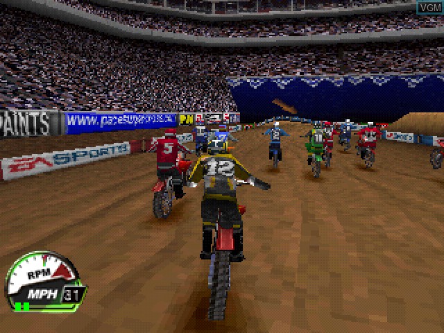 In-game screen of the game Supercross 2000 on Sony Playstation