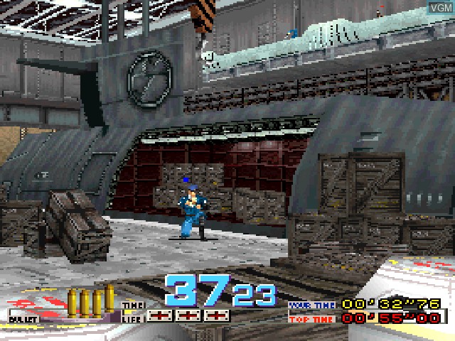 In-game screen of the game Time Crisis on Sony Playstation