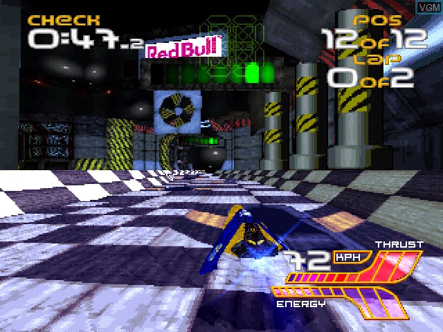 In-game screen of the game Wipeout 2097 on Sony Playstation