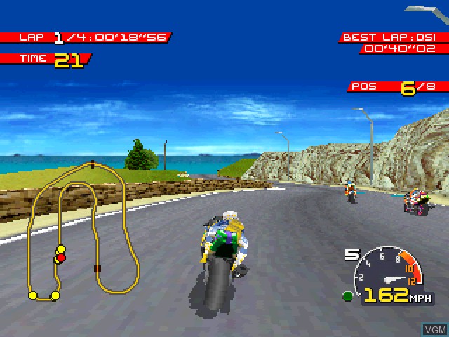 In-game screen of the game Moto Racer on Sony Playstation