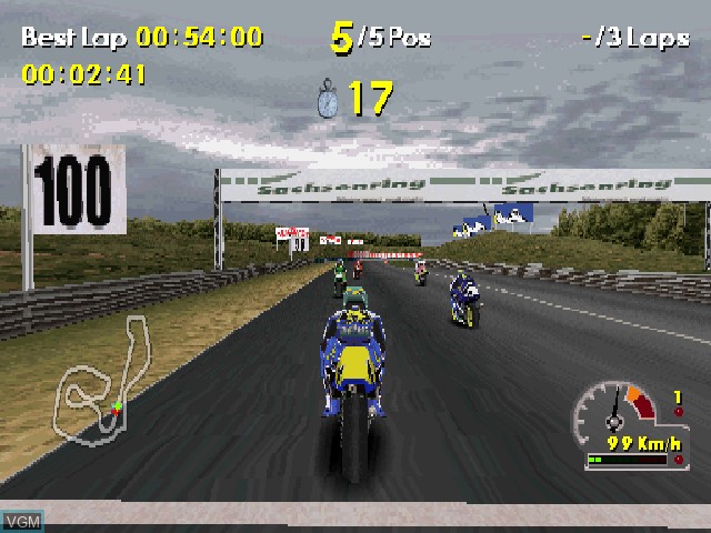 In-game screen of the game Moto Racer World Tour on Sony Playstation