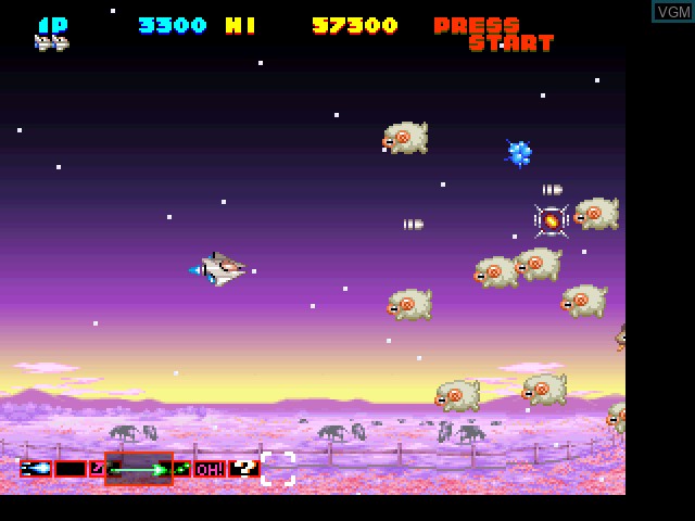 In-game screen of the game Sexy Parodius on Sony Playstation