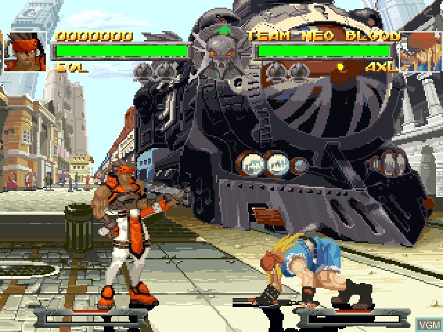 In-game screen of the game Guilty Gear on Sony Playstation