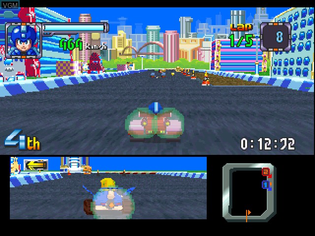 In-game screen of the game Mega Man Battle & Chase on Sony Playstation