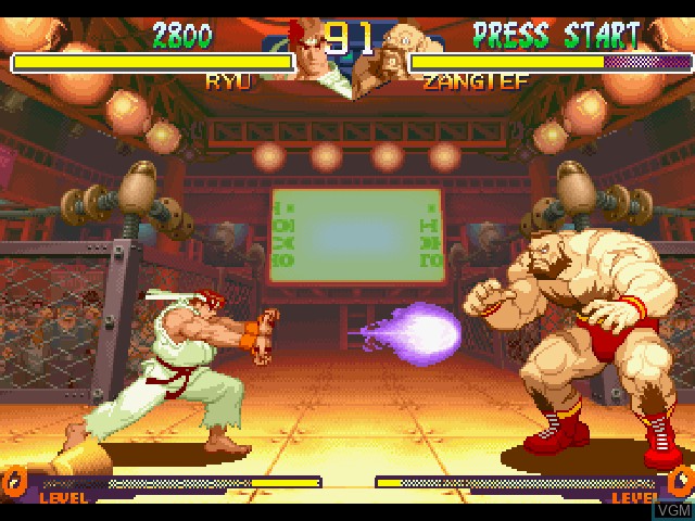 In-game screen of the game Street Fighter Zero 2' on Sony Playstation