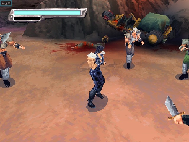 In-game screen of the game Hokuto no Ken - Seikimatsu Kyuuseishu Densetsu on Sony Playstation