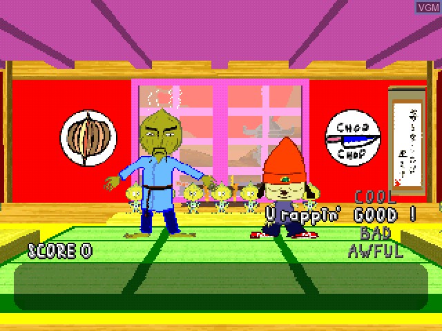 In-game screen of the game PaRappa The Rapper on Sony Playstation