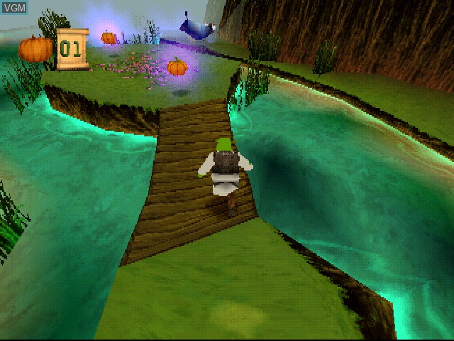 In-game screen of the game Shrek Treasure Hunt on Sony Playstation