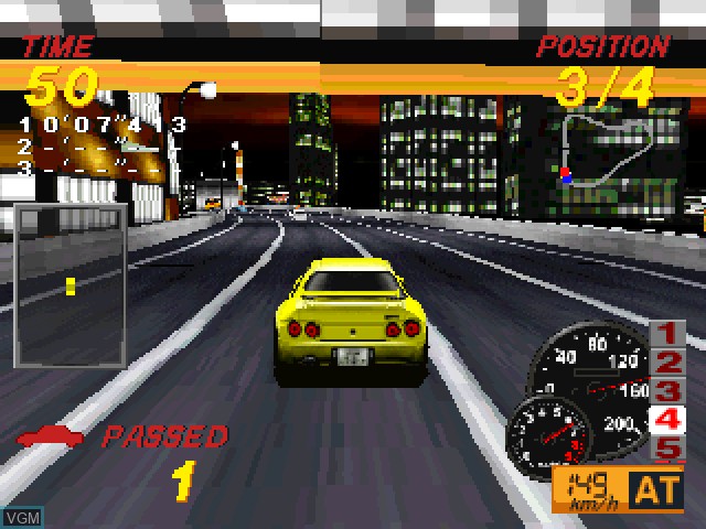 In-game screen of the game Midnight Run - Road Fighter 2 on Sony Playstation
