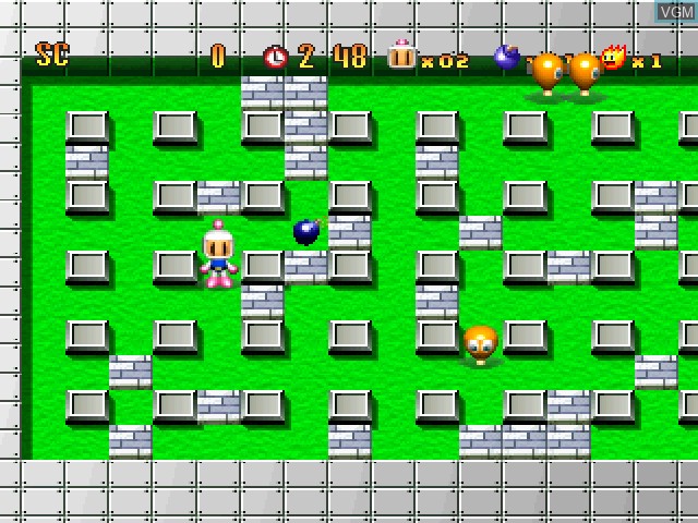 In-game screen of the game Bomberman on Sony Playstation