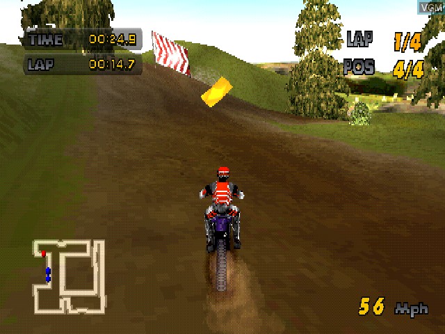 In-game screen of the game Motocross Mania on Sony Playstation
