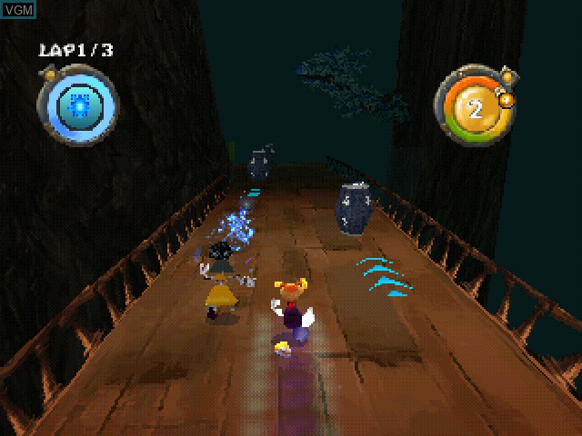In-game screen of the game Rayman Rush on Sony Playstation