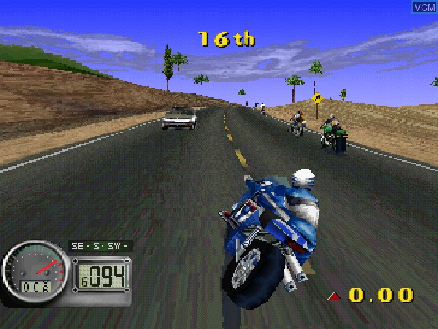 In-game screen of the game Road Rash 3D on Sony Playstation