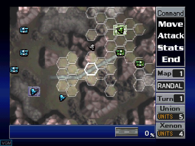 In-game screen of the game Nectaris - Military Madness on Sony Playstation