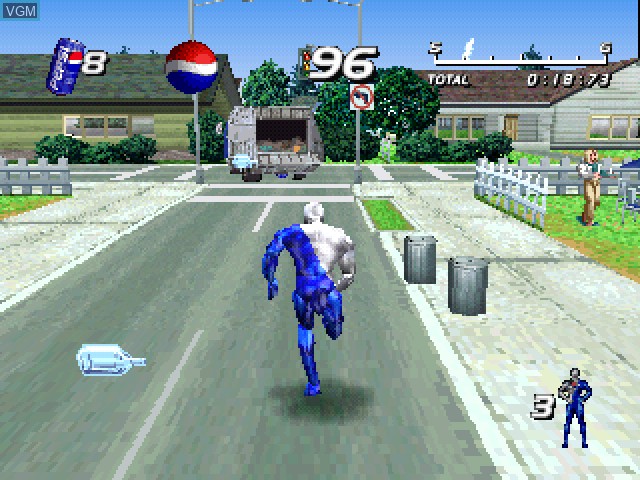In-game screen of the game Pepsiman on Sony Playstation