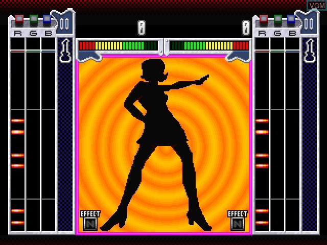 In-game screen of the game Guitar Freaks on Sony Playstation
