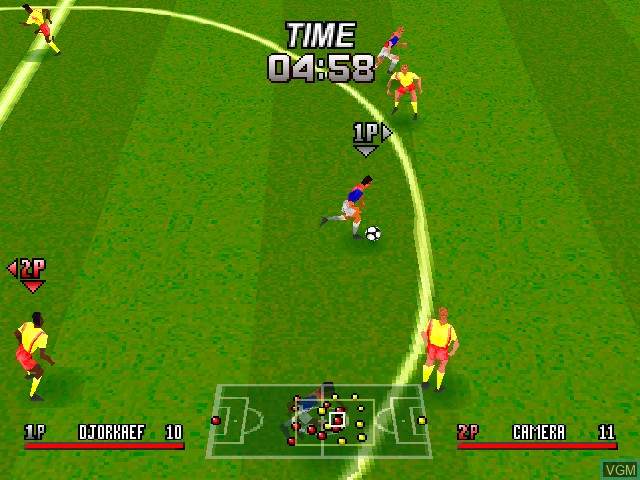 In-game screen of the game Adidas Power Soccer on Sony Playstation