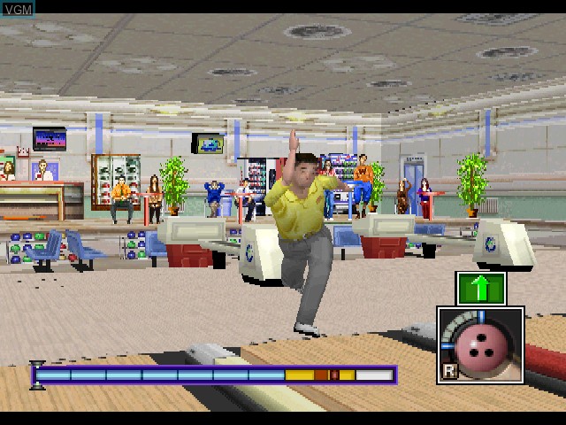 In-game screen of the game King of Bowling 2 on Sony Playstation