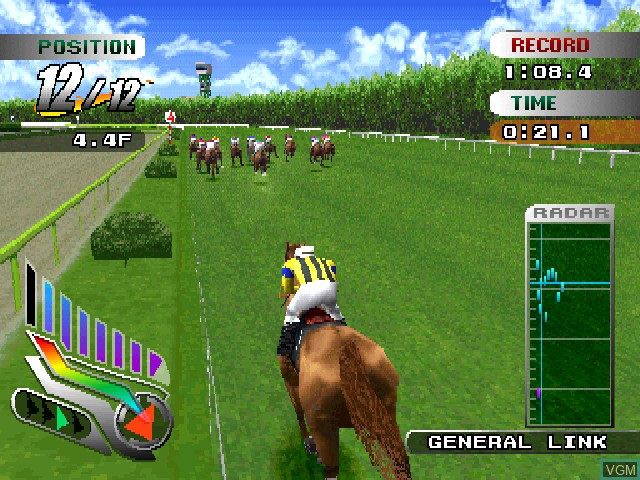 In-game screen of the game Gallop Racer on Sony Playstation