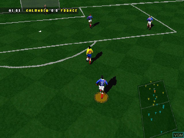 In-game screen of the game Actua Soccer 2 on Sony Playstation