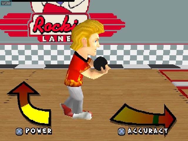 In-game screen of the game Big Strike Bowling on Sony Playstation