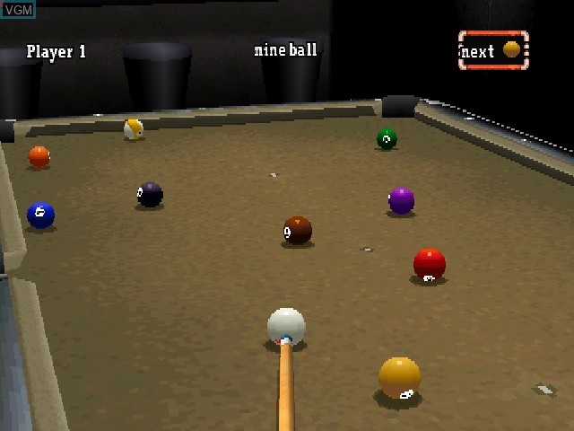 In-game screen of the game Billiards on Sony Playstation
