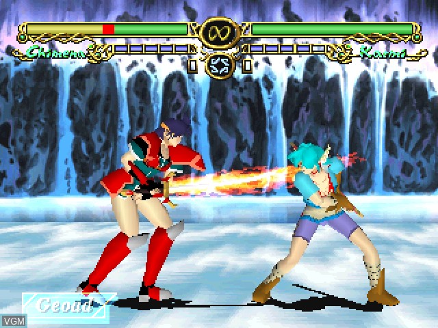 In-game screen of the game Blue Breaker Burst - Egao no Asuni on Sony Playstation