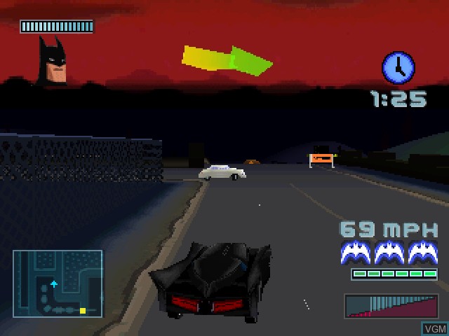 In-game screen of the game Batman - Gotham City Racer on Sony Playstation
