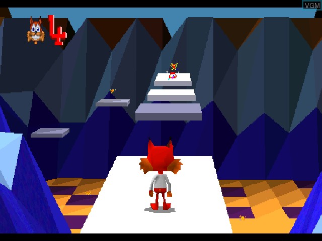 In-game screen of the game Bubsy 3D on Sony Playstation