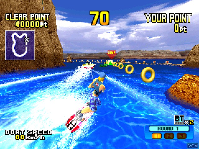 In-game screen of the game Burstrick - Wake Boarding!! on Sony Playstation