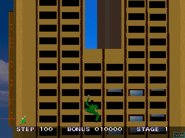 In-game screen of the game Crazy Climber 2000 on Sony Playstation