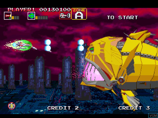 In-game screen of the game Darius Gaiden on Sony Playstation