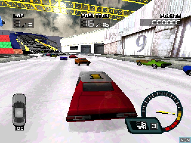 In-game screen of the game Demolition Racer on Sony Playstation