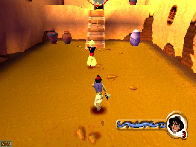 In-game screen of the game Aladdin in Nasira's Revenge on Sony Playstation