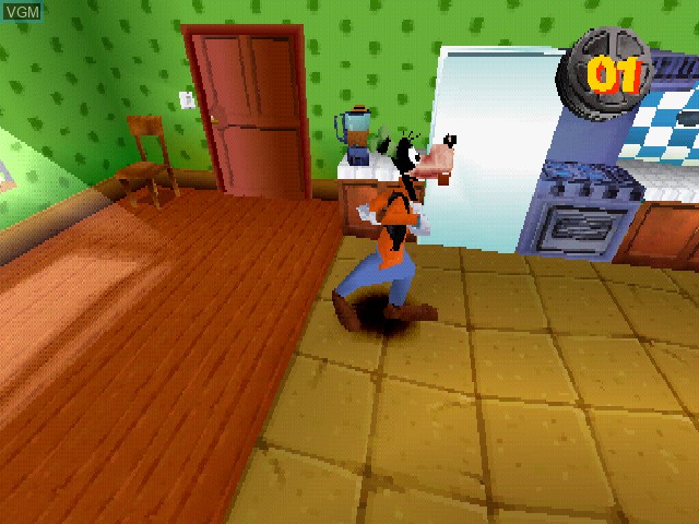 In-game screen of the game Goofy's Fun House on Sony Playstation