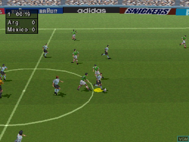 In-game screen of the game FIFA - Road to World Cup 98 on Sony Playstation