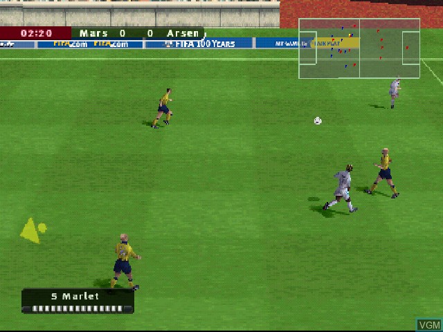 In-game screen of the game FIFA Football 2004 on Sony Playstation