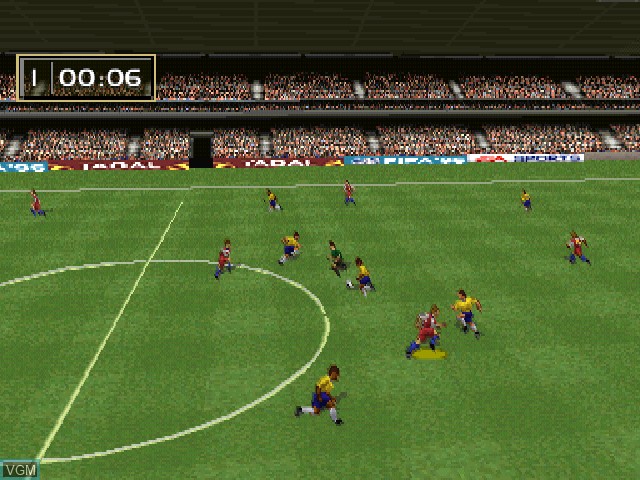 In-game screen of the game FIFA Soccer 96 on Sony Playstation