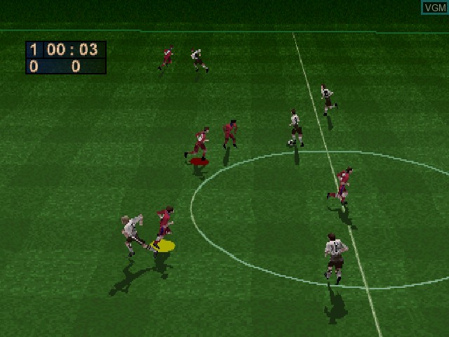 In-game screen of the game FIFA 97 on Sony Playstation