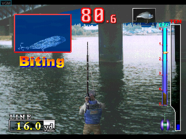 In-game screen of the game Fisherman's Bait - A Bass Challenge on Sony Playstation