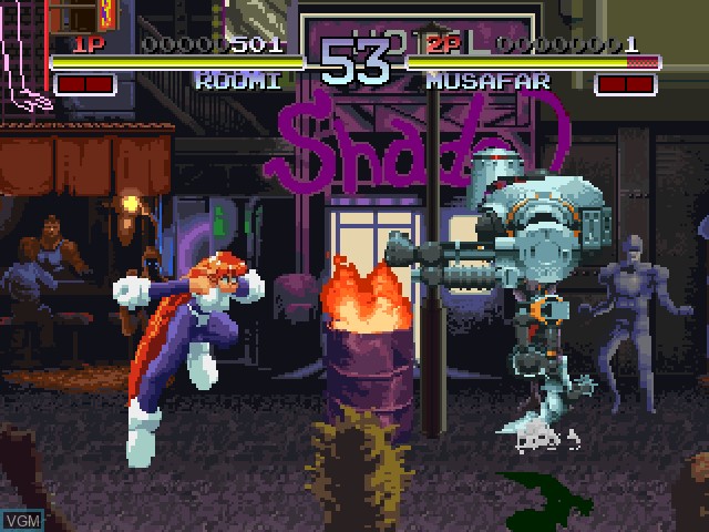 In-game screen of the game Galaxy Fight - Universal Warriors on Sony Playstation