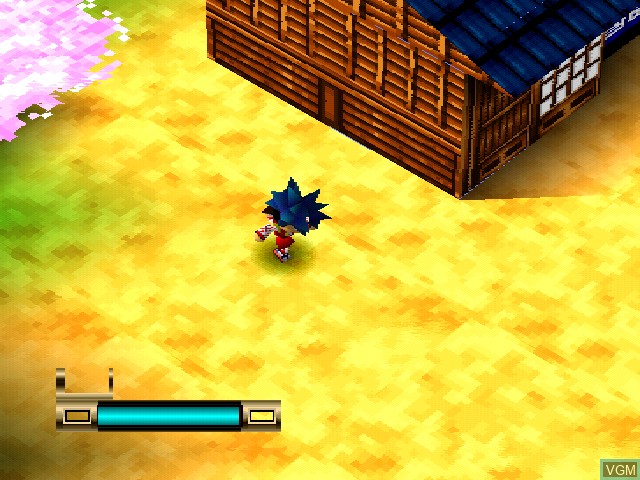 In-game screen of the game Ganbare Goemon - Kurunara Koi! Ayashige Ikka no Kuroi Kage on Sony Playstation