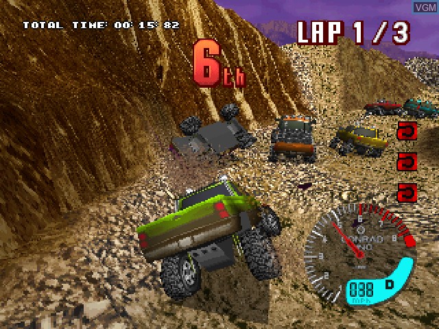 In-game screen of the game Hardcore 4X4 on Sony Playstation
