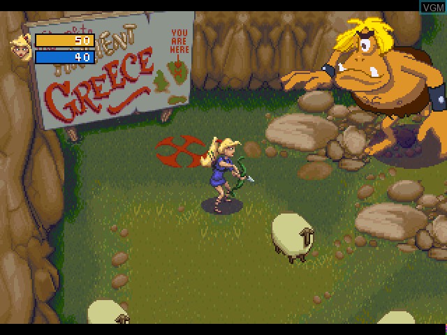 In-game screen of the game Herc's Adventures on Sony Playstation
