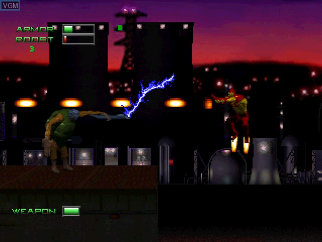 In-game screen of the game Iron Man & X-O Manowar in Heavy Metal on Sony Playstation