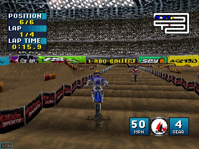 In-game screen of the game Jeremy McGrath Supercross 2000 on Sony Playstation